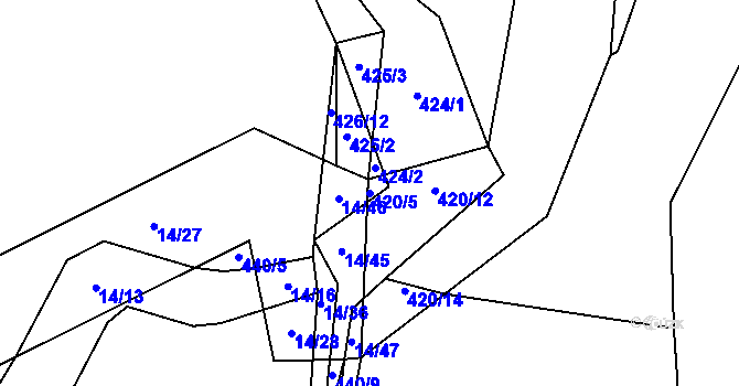 Parcela st. 420/5 v KÚ Trhové Dušníky, Katastrální mapa