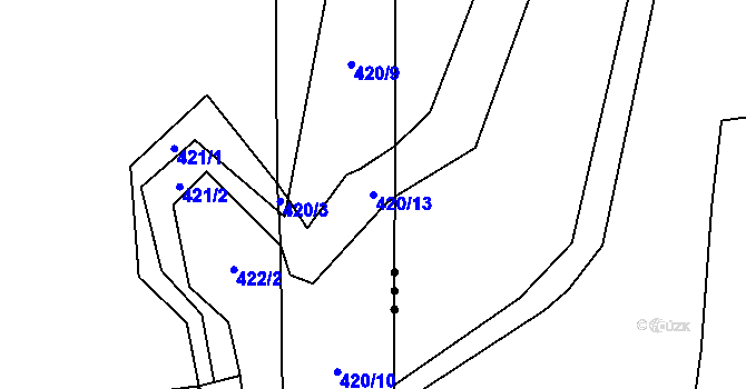 Parcela st. 420/13 v KÚ Trhové Dušníky, Katastrální mapa