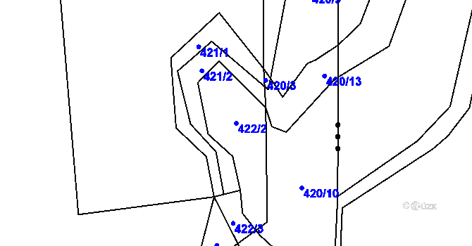 Parcela st. 422/2 v KÚ Trhové Dušníky, Katastrální mapa