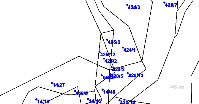Parcela st. 426/12 v KÚ Trhové Dušníky, Katastrální mapa