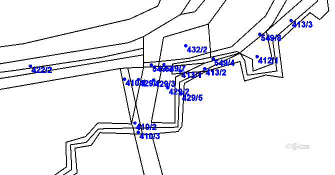 Parcela st. 429/2 v KÚ Trhové Dušníky, Katastrální mapa