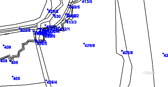 Parcela st. 429/8 v KÚ Trhové Dušníky, Katastrální mapa
