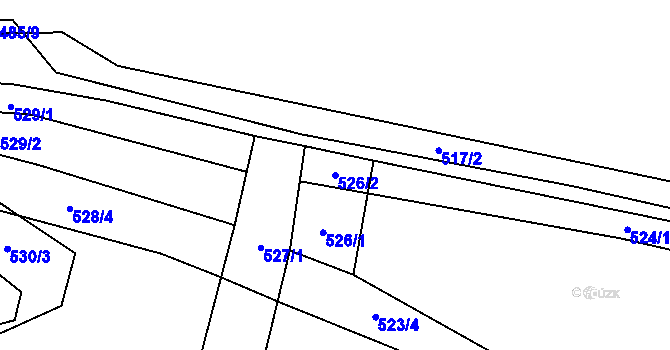 Parcela st. 526/2 v KÚ Trhové Dušníky, Katastrální mapa