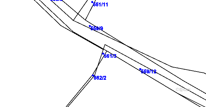 Parcela st. 561/3 v KÚ Trhové Dušníky, Katastrální mapa
