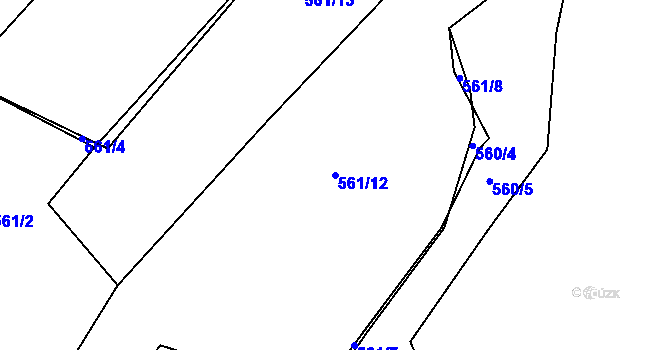Parcela st. 561/12 v KÚ Trhové Dušníky, Katastrální mapa