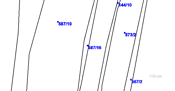 Parcela st. 587/16 v KÚ Trhové Dušníky, Katastrální mapa