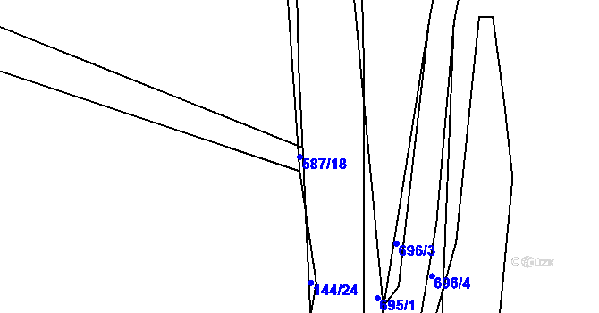 Parcela st. 587/18 v KÚ Trhové Dušníky, Katastrální mapa