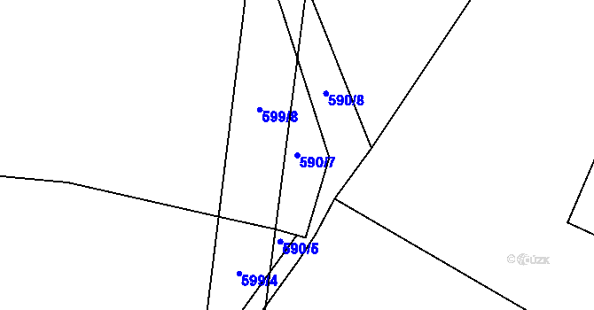 Parcela st. 590/7 v KÚ Trhové Dušníky, Katastrální mapa