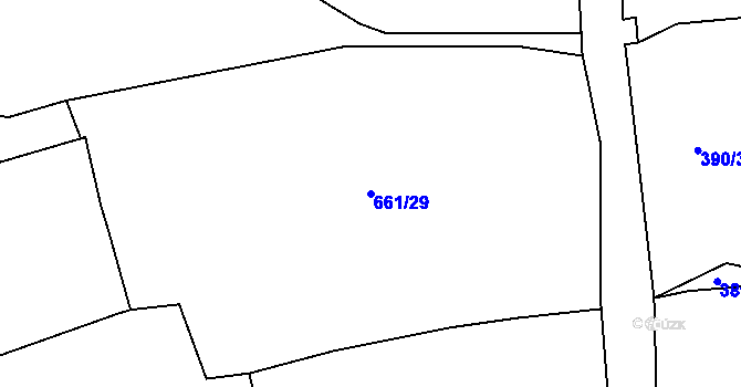 Parcela st. 661/29 v KÚ Trhové Dušníky, Katastrální mapa