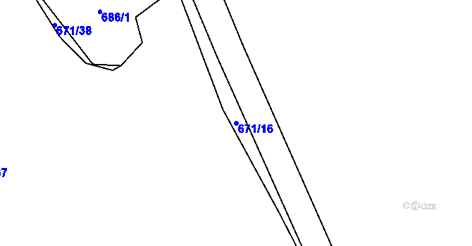 Parcela st. 671/16 v KÚ Trhové Dušníky, Katastrální mapa