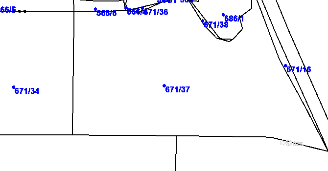 Parcela st. 671/37 v KÚ Trhové Dušníky, Katastrální mapa
