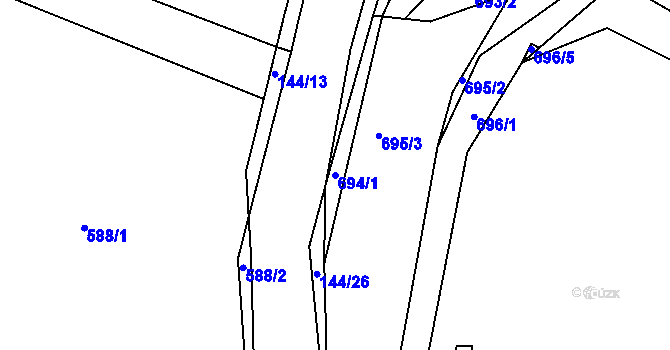 Parcela st. 694/1 v KÚ Trhové Dušníky, Katastrální mapa