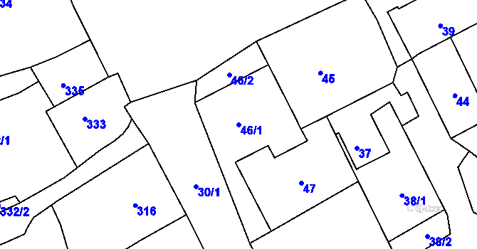 Parcela st. 46/1 v KÚ Trhové Dušníky, Katastrální mapa