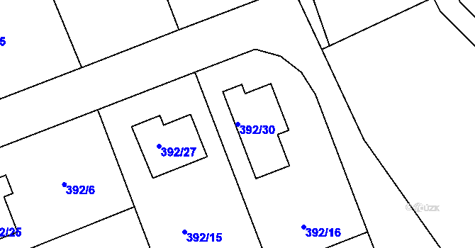 Parcela st. 392/30 v KÚ Trhové Dušníky, Katastrální mapa