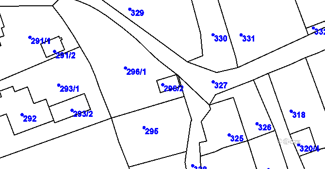 Parcela st. 296/2 v KÚ Trhové Dušníky, Katastrální mapa