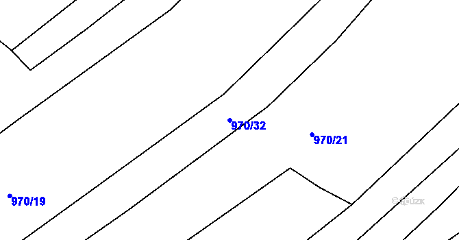 Parcela st. 970/32 v KÚ Trhové Sviny, Katastrální mapa
