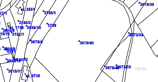 Parcela st. 3678/40 v KÚ Trhové Sviny, Katastrální mapa