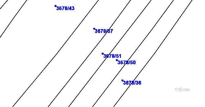Parcela st. 3678/51 v KÚ Trhové Sviny, Katastrální mapa
