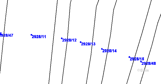 Parcela st. 2928/13 v KÚ Trhové Sviny, Katastrální mapa