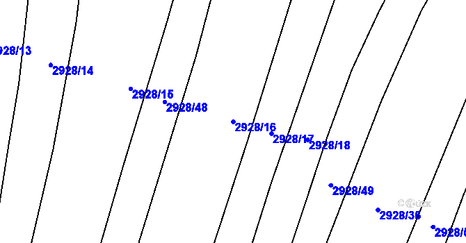 Parcela st. 2928/16 v KÚ Trhové Sviny, Katastrální mapa
