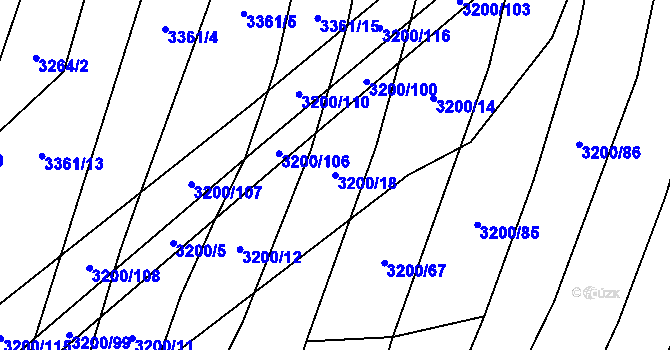 Parcela st. 3200/18 v KÚ Trhové Sviny, Katastrální mapa
