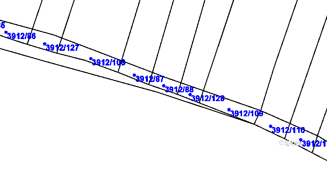 Parcela st. 3912/88 v KÚ Trhové Sviny, Katastrální mapa