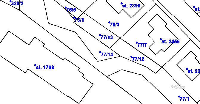 Parcela st. 77/14 v KÚ Trhové Sviny, Katastrální mapa