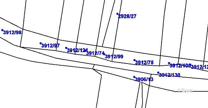 Parcela st. 3912/99 v KÚ Trhové Sviny, Katastrální mapa