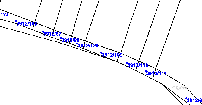 Parcela st. 3912/109 v KÚ Trhové Sviny, Katastrální mapa