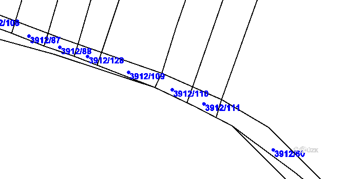 Parcela st. 3912/110 v KÚ Trhové Sviny, Katastrální mapa