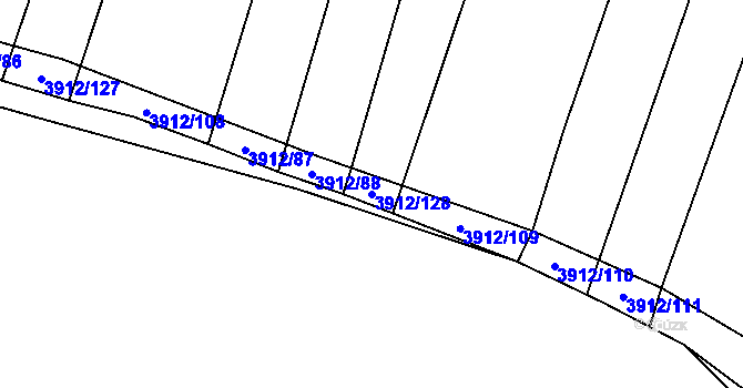 Parcela st. 3912/128 v KÚ Trhové Sviny, Katastrální mapa