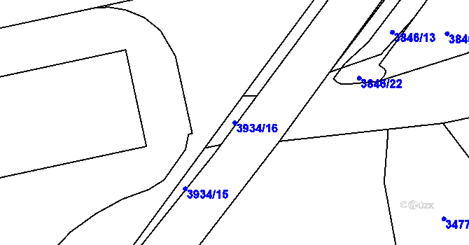 Parcela st. 3934/16 v KÚ Trhové Sviny, Katastrální mapa