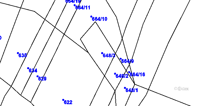 Parcela st. 648/3 v KÚ Trhové Sviny, Katastrální mapa