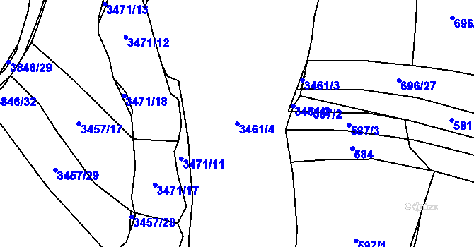 Parcela st. 3461/4 v KÚ Trhové Sviny, Katastrální mapa