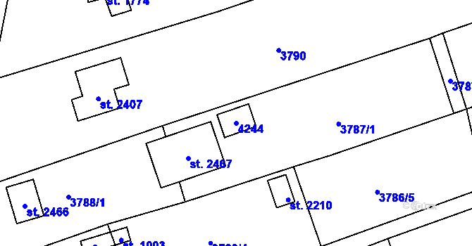 Parcela st. 4244 v KÚ Trhové Sviny, Katastrální mapa