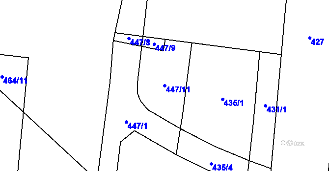 Parcela st. 447/11 v KÚ Trhové Sviny, Katastrální mapa