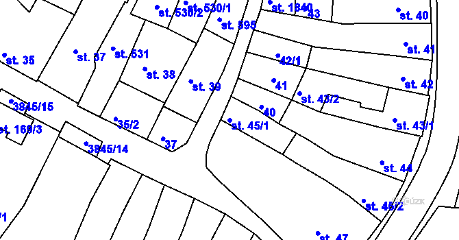Parcela st. 45/1 v KÚ Trhové Sviny, Katastrální mapa