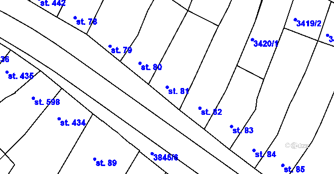 Parcela st. 81 v KÚ Trhové Sviny, Katastrální mapa