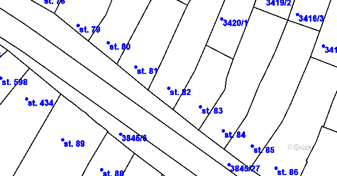 Parcela st. 82 v KÚ Trhové Sviny, Katastrální mapa