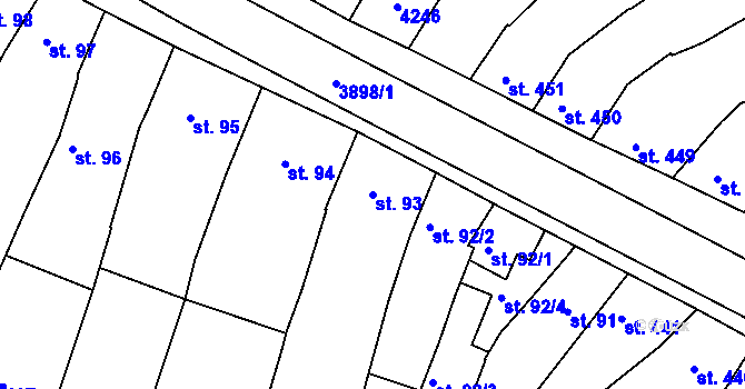Parcela st. 93 v KÚ Trhové Sviny, Katastrální mapa