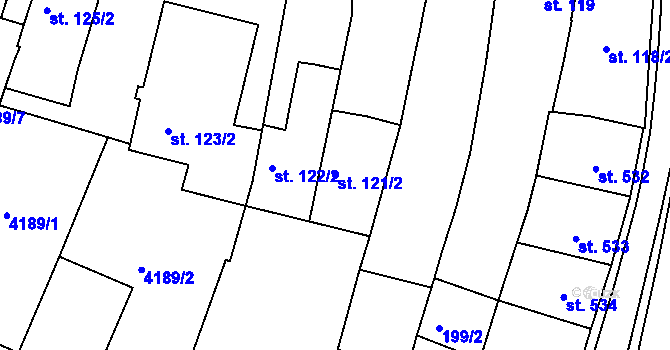 Parcela st. 121/2 v KÚ Trhové Sviny, Katastrální mapa
