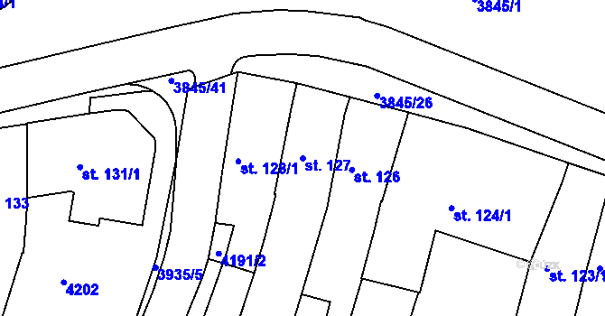 Parcela st. 127 v KÚ Trhové Sviny, Katastrální mapa