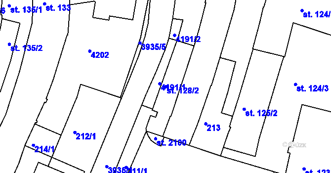 Parcela st. 128/2 v KÚ Trhové Sviny, Katastrální mapa