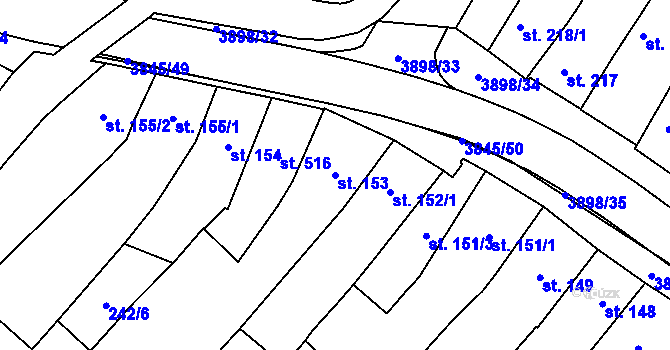Parcela st. 153 v KÚ Trhové Sviny, Katastrální mapa