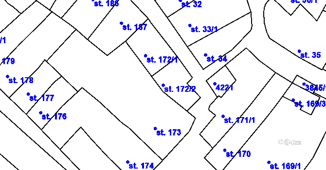 Parcela st. 172/2 v KÚ Trhové Sviny, Katastrální mapa
