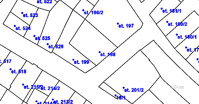 Parcela st. 198 v KÚ Trhové Sviny, Katastrální mapa