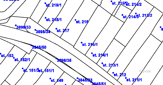 Parcela st. 215/1 v KÚ Trhové Sviny, Katastrální mapa