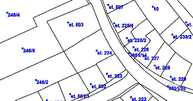Parcela st. 224 v KÚ Trhové Sviny, Katastrální mapa