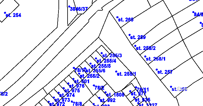 Parcela st. 255/3 v KÚ Trhové Sviny, Katastrální mapa