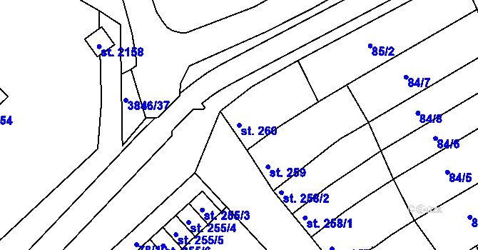 Parcela st. 260 v KÚ Trhové Sviny, Katastrální mapa